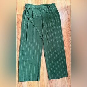 Vince Women’s Olive Soft Stripe Belted Pull-On Pant size XL